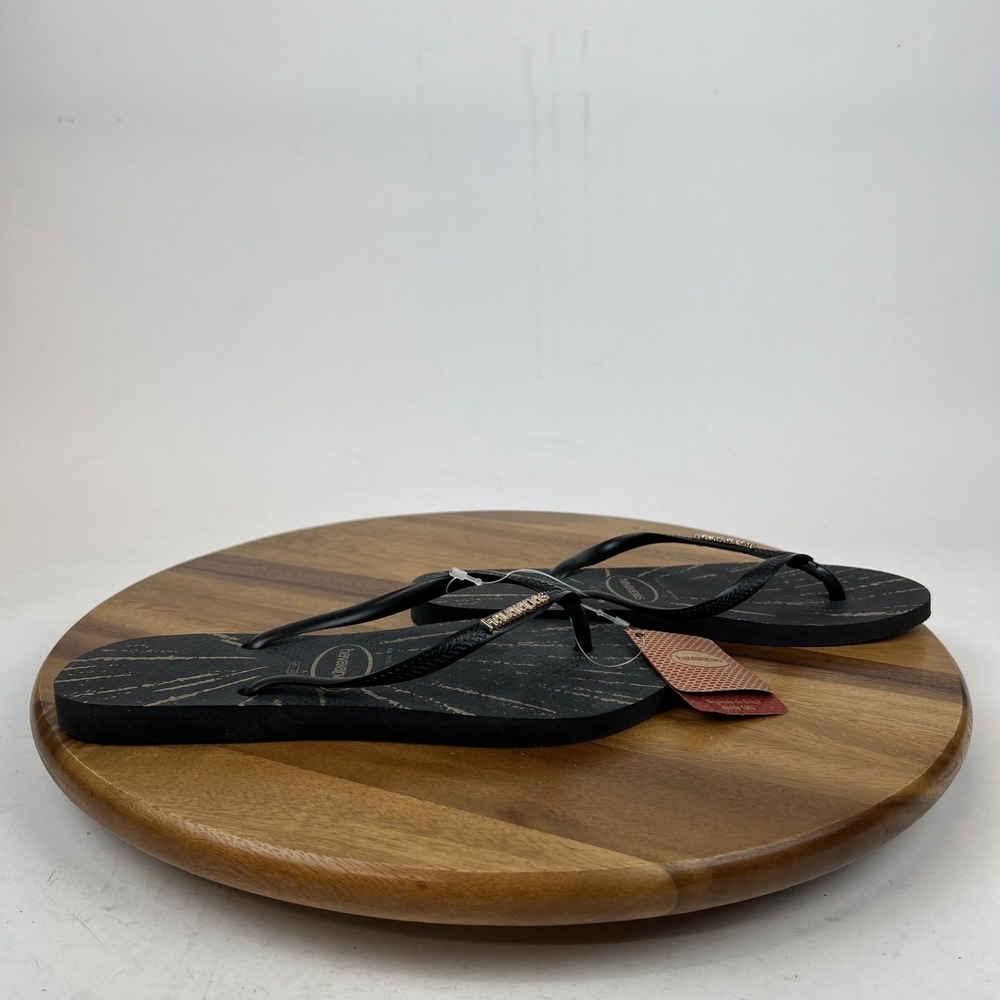 New NWT Womens Havaianas Black Casual Beach Flip Flop Thong Sandals Size 11/12